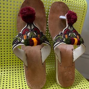 Vintage embroidered leather sandals